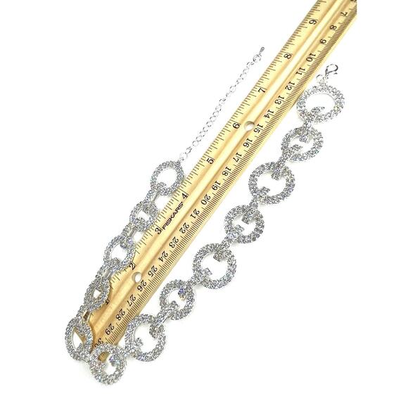 NEW Collar Choker Necklace Clear Rhinestone Silver Jewelry S26 - Picture 5 of 7